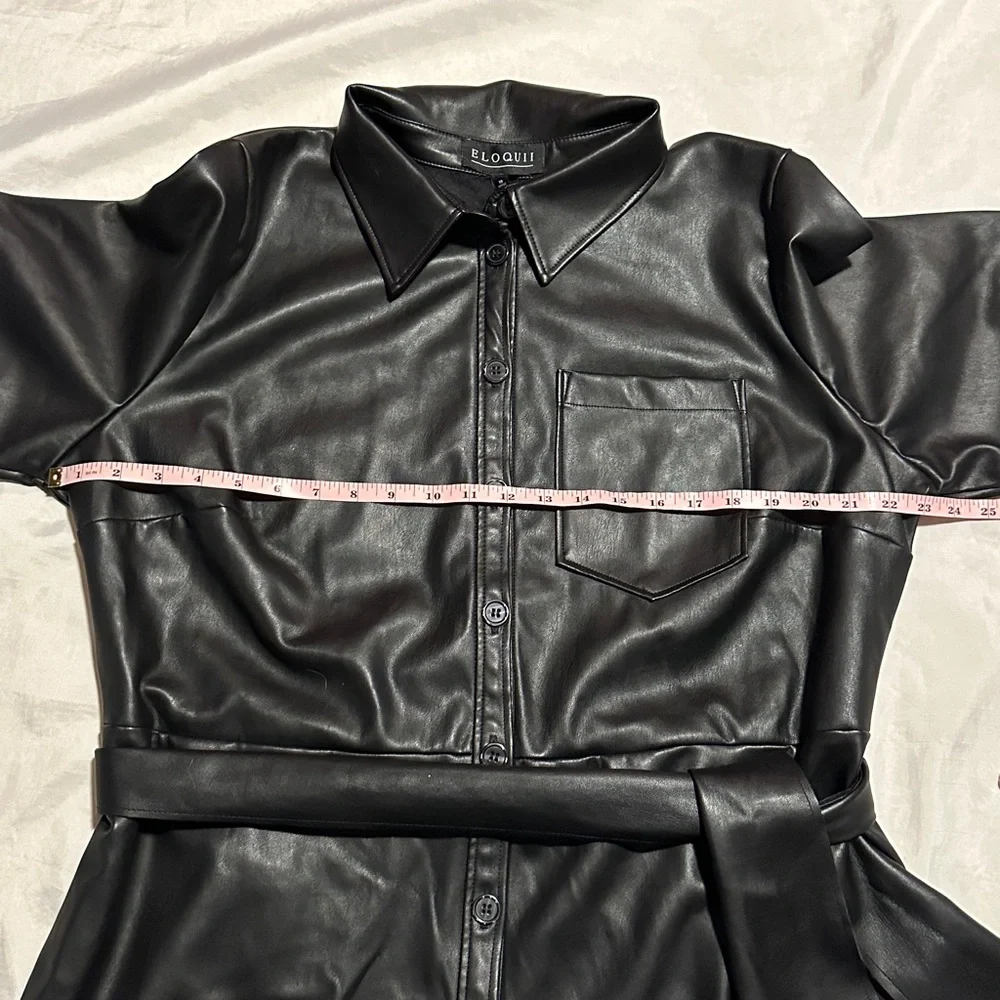 Eloquii Faux Leather Trench Dress Sz 18 - Picture 5 of 12